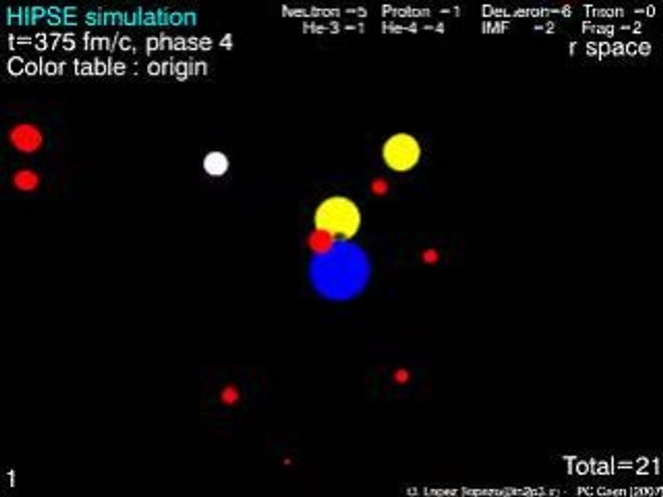 Xe + Sn à 50 MeV/nucleon, b=5 fm