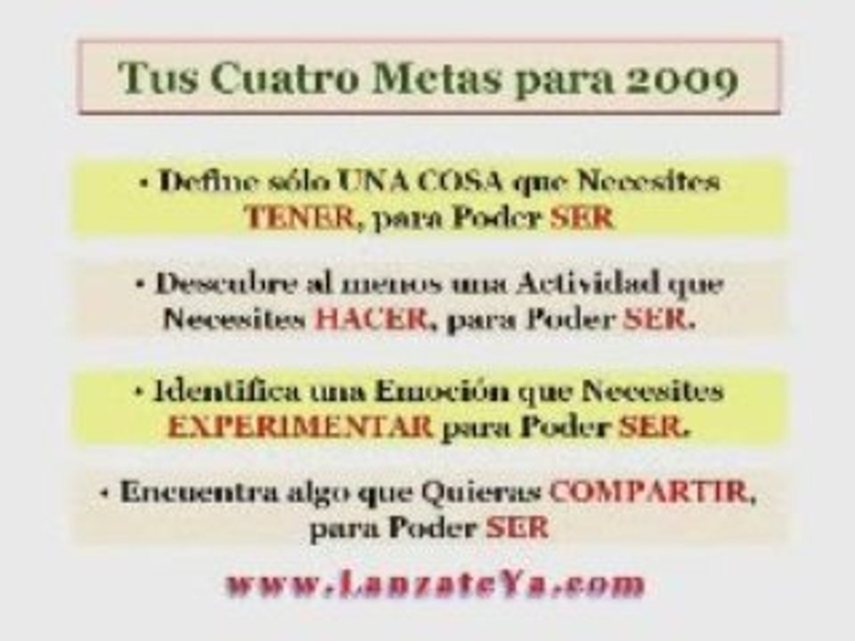 Tus Metas en 2009 Metas y Objetivos para el Exito