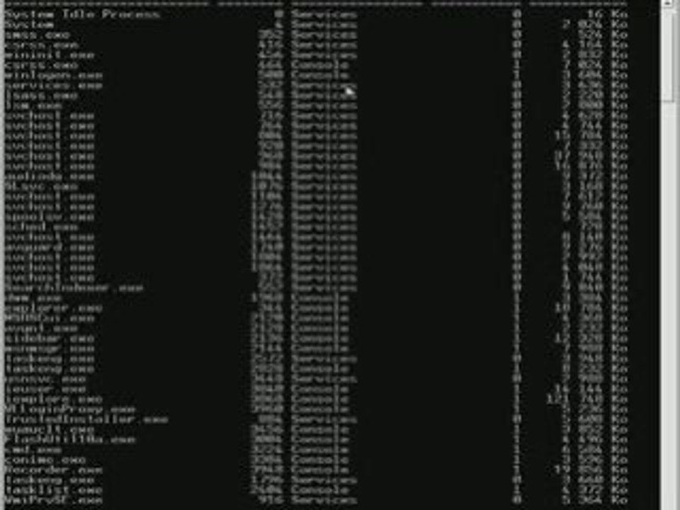 Afficher les processus en cours sous l'invite de commande
