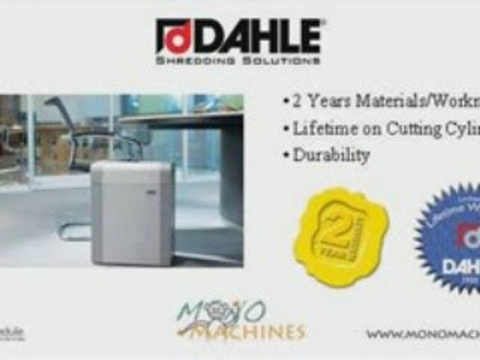 Dahle 20606 EC Strip Cut Paper Shredder - Warranty