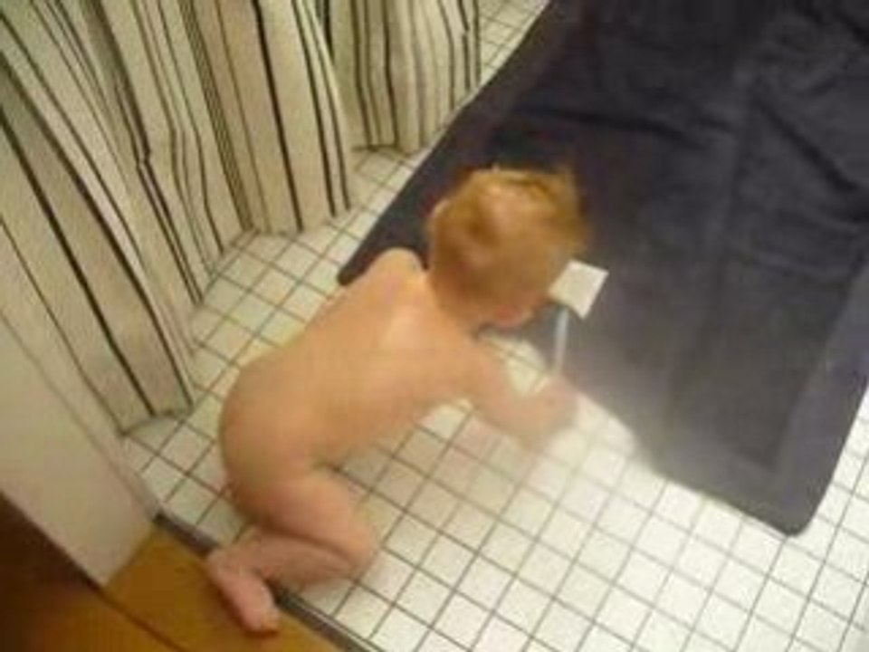 Naked funny little boy