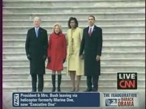 INVESTITURE OBAMA – 18h50, Obama raccompagne Bush