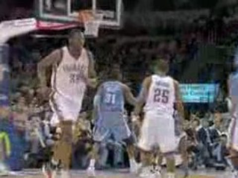 NBA Nene takes the pass and finishes with authority against