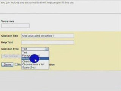 Tutorial Google doc - créer un formulaire