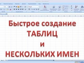 Быстрое создание Таблиц и Имен в программе MS Excel 2007