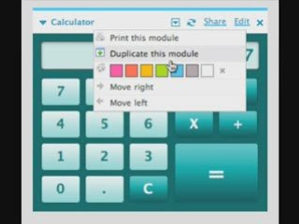 Netvibes : calculette