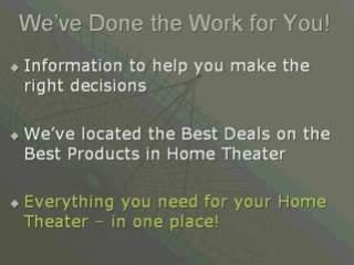 Home Theater System Components Information and Sales