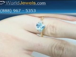 Diamond & Blue Topaz Lady's Ring A-036