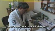Street dog getting lab test for skin desease