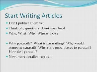 Jumpstart Your Article Writing