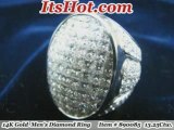 Mens Designer Rings 14K Gold Large Diamond Ring 13.24ct