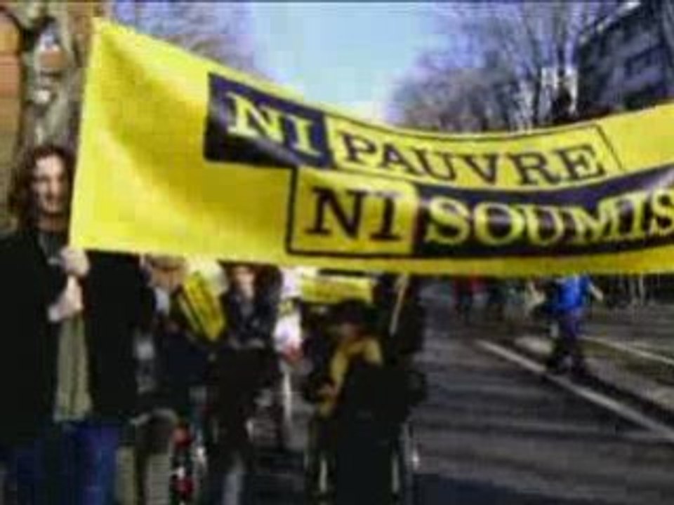 Ni Pauvre Ni Soumis midi pyrénées en tête du cortège le 29/1