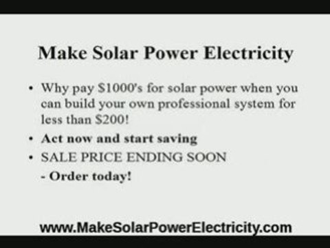 Create Solar Power Electricity & Solar Power Generators