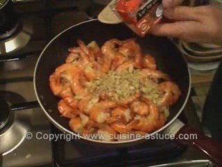 Crevette a la citronnelle,aux algues et au lait de coco