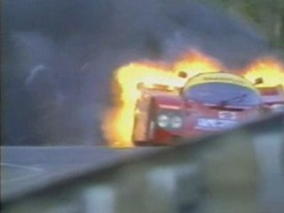 Dobson has a big fire in Le Mans 1989