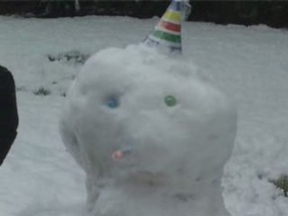 Cassandra fait du ski  (et un bonhomme de neige) !