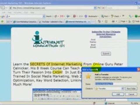 Creating favorite folders on Internet Explorer