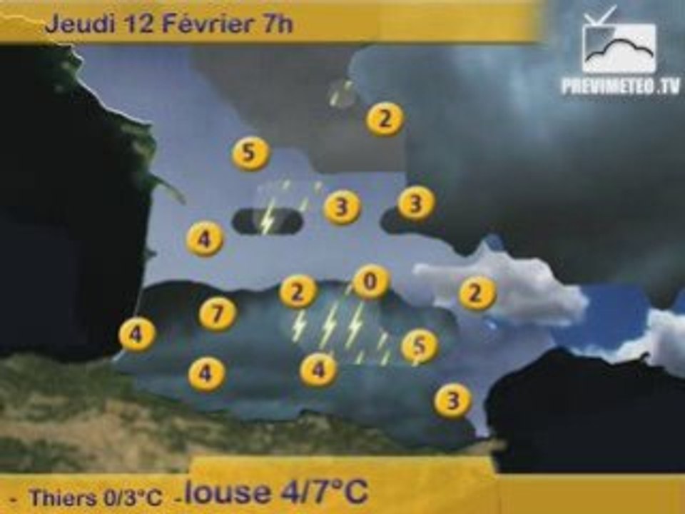 Bulletin Previmeteo.TV du 11/02/2009 pour le Sud-Ouest