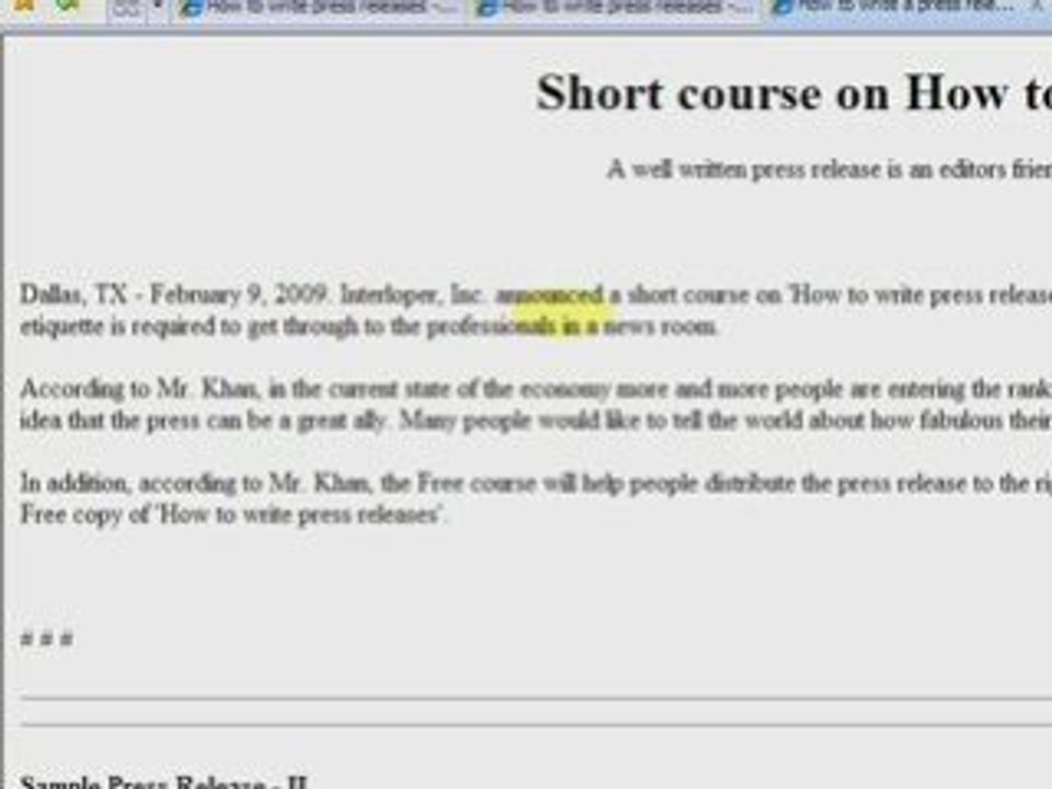 How to write a press release. Sample press releases and ...