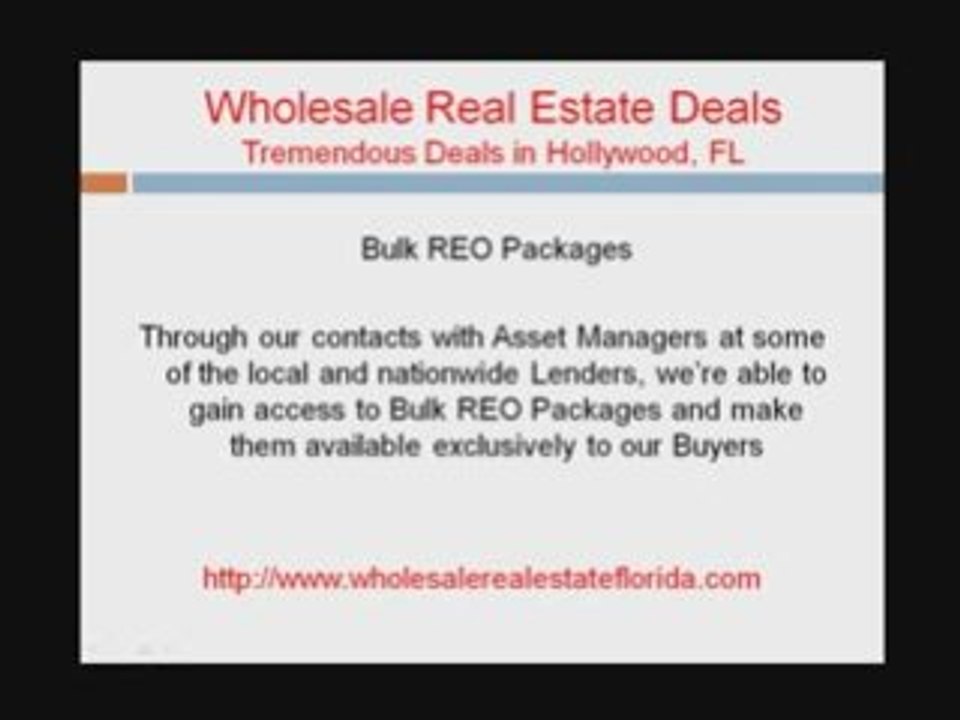 Hollywood Florida wholesale real estate deals