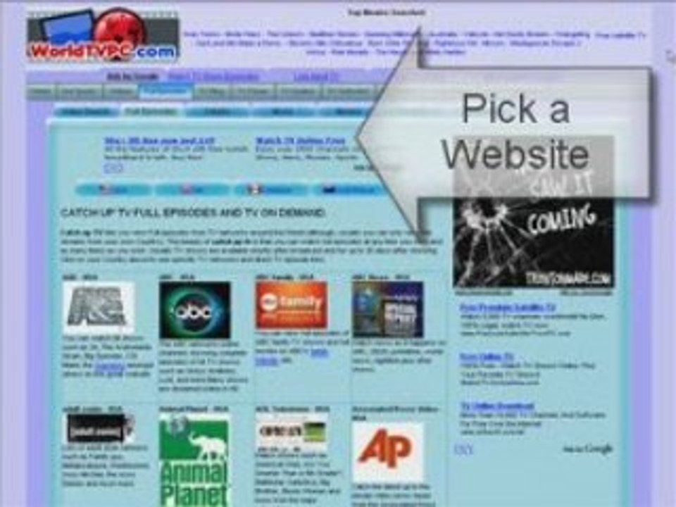 Catchup TV from http://www.worldtvpc.com