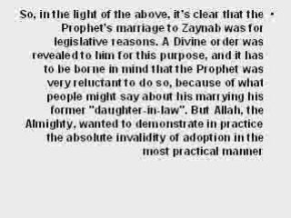 Prophet Mohamed Marriage to Zeinab bnt gahsh cause