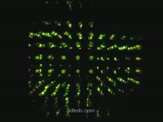 True 3d leds display in the dark viewed from the sky
