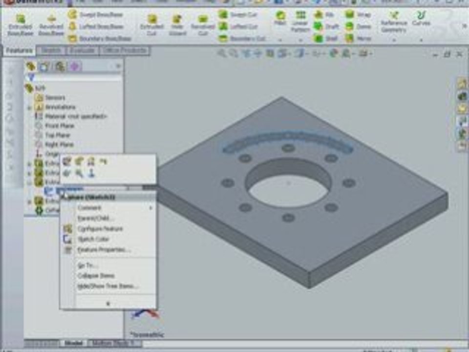 solidworks 2009 Drawing Center Mark video Dailymotion