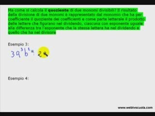 Matematica: Esercizi sulla Divisione di Monomi