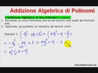 Matematica: Esercizi Addizione Algebrica di Polinomi