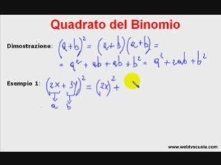 Matematica: Esercizi Quadrato del Binomio (Videolezioni)