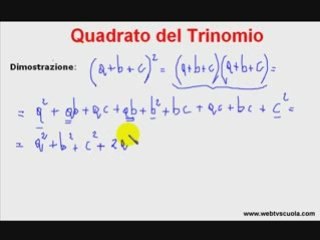 Matematica: Esercizi Quadrato del Trinomio