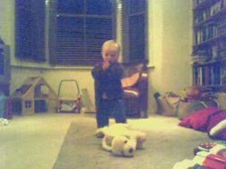 Isabel dances with the dog