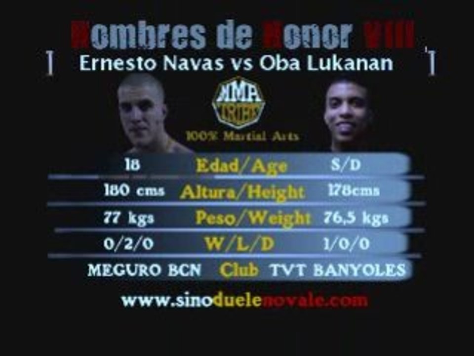 Hombres de Honor VIII - Ernesto Navas vs Oba Mena