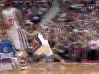 NBA A.I. drives baseline and knocks down the beautiful rever