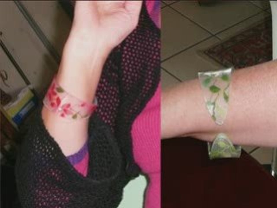 Bracelets en plexiglas avec dentelle incrustée et plus
