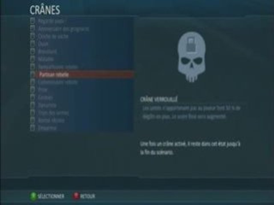 Halo Wars: Liste des crânes