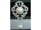 Victorian Antique Style Pin Brooch w/ Pearls Dangling Unique