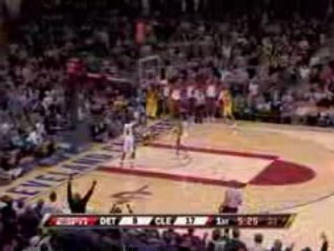 NBA Mo Williams steals the pass...LeBron James finishes with