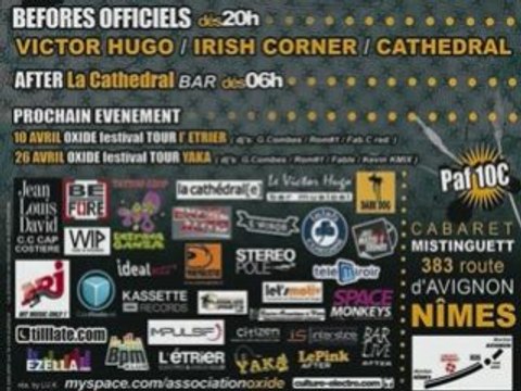 Pub Oxide Festival II @ Cabaret Mistinguett Nimes 28 Mars