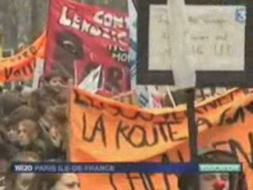 Manifestation des universités Paris 26 fevrier JT France3