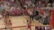 NBA Yao Ming blocks LeBron James underneath the basket which