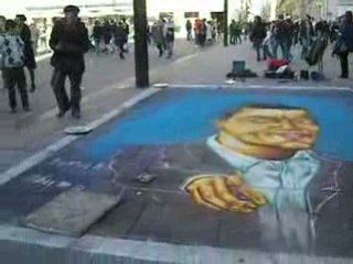 ARTISTE PEINTRE SUR UN TROTTOIR DE NANTES SAMEDI 28.02.09