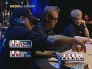 Poker EPT 3 MonteCarlo Karam hits a flush on the river