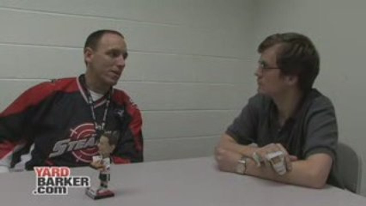 Joey Chestnut After Eating 10.5 Pounds of Mac & Cheese