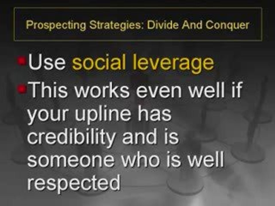 Divide and Conquer in Network Marketing