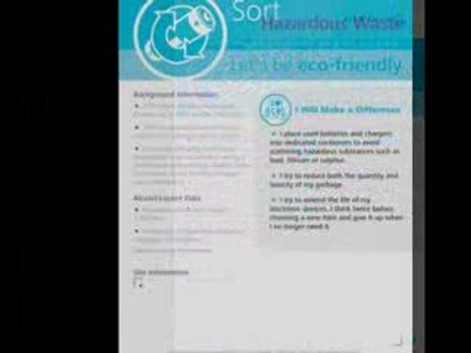 Lets be eco friendly- information sheets