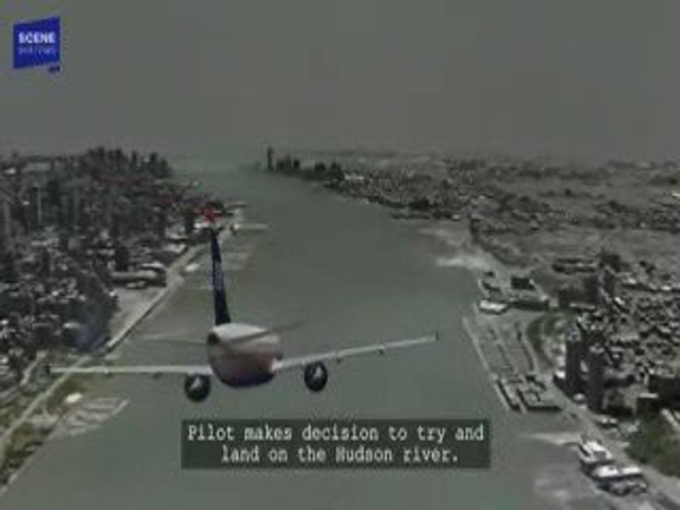 Hudson River Plane Landing Computer Animation