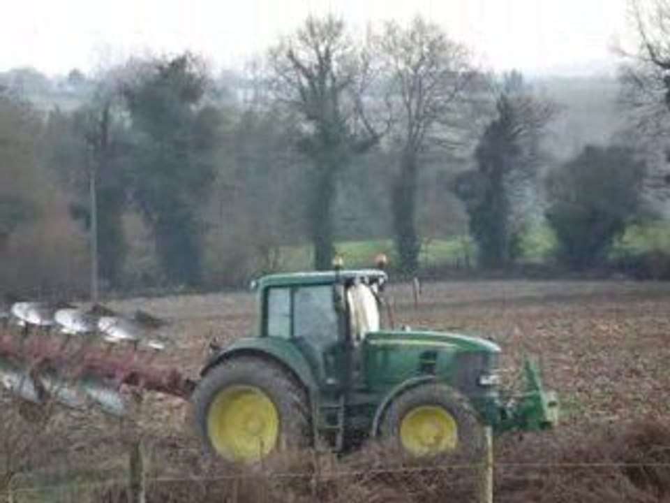 john deere 7430 avec charrue 5 corps