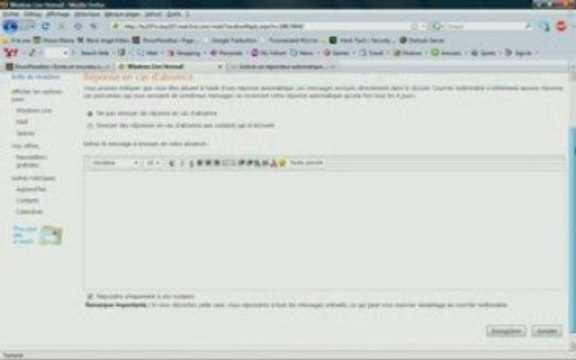 activer repondeur automatique sous hotmail